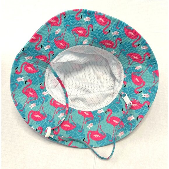 Flamingo Floral Print Bucket Hat Size Small Sun Beach Polyester UV Protection - Picture 3 of 9